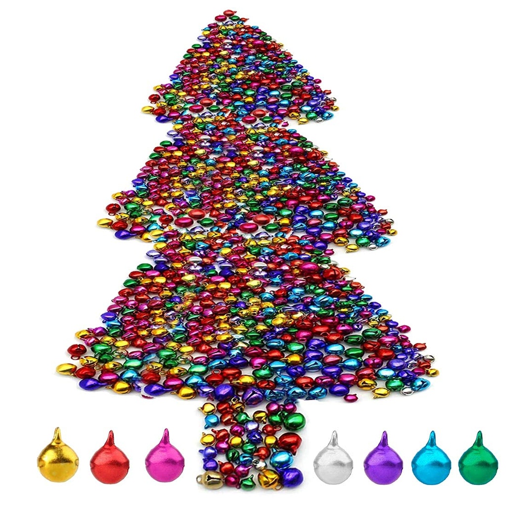 FUKPO 500 Pcs Mini Christmas Bells for Crafts, Decorations & DIY Pet Collar; Metal, Tiny Ji