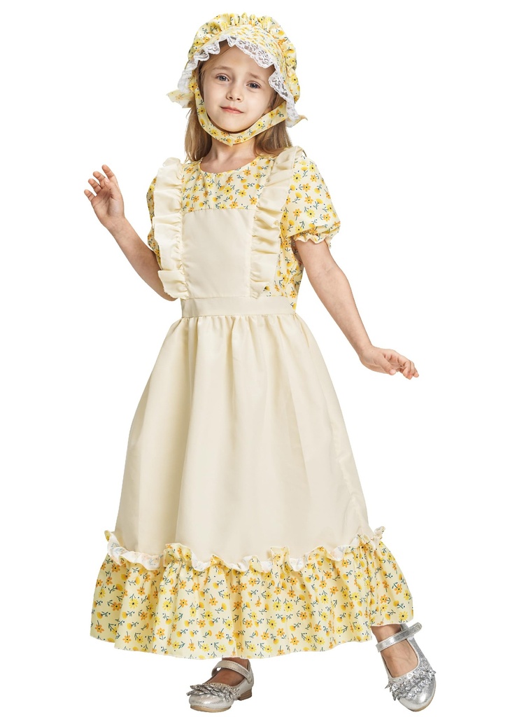 IKALI Kids World Book Day Costume Girls Victorian Maid Costume Prairie Pioneer Fancy Dress