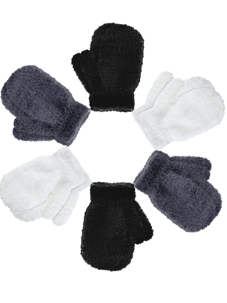 Geyoga 6 Pairs Toddler Mittens Warm Fleece Kids Mittens Winter Stretch Knit Gloves for Baby
