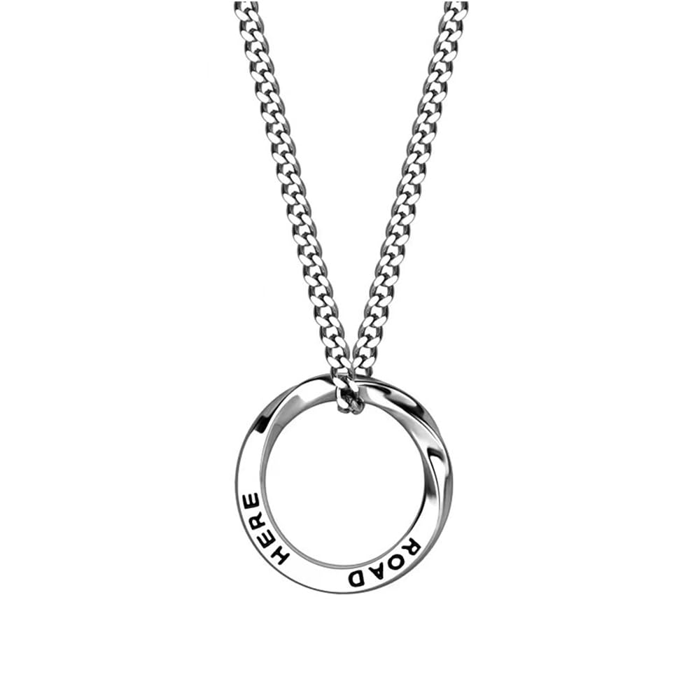 Silver-Tone Circle Pendant Necklace Ã¢Â€Â” Simple Stainless Steel Round Necklace Ã¢Â€Â” Sty