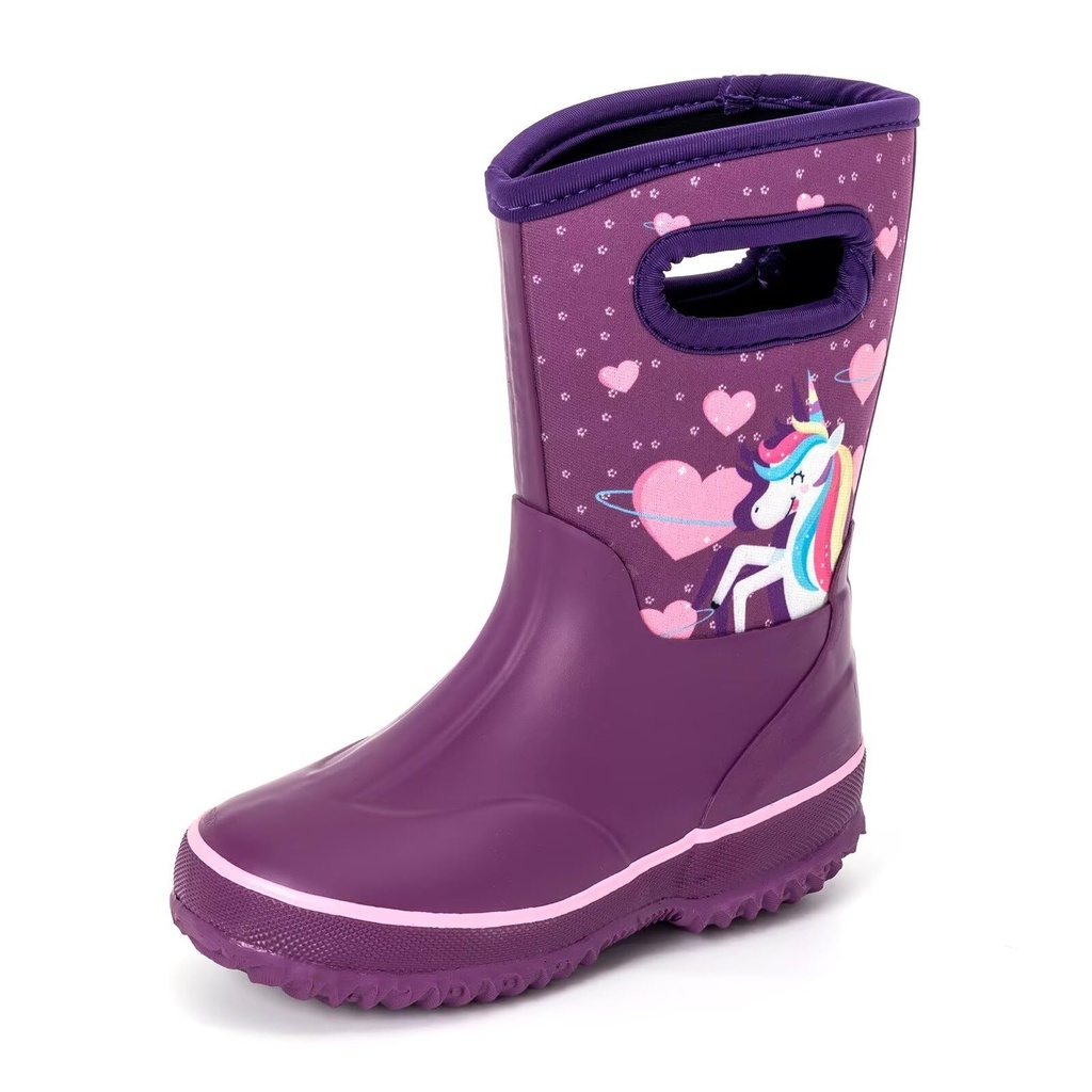 Kids Neoprene Rubber Wellies for Boys Girls, Unicorn Mud Wellies Booties Thermal Wellington