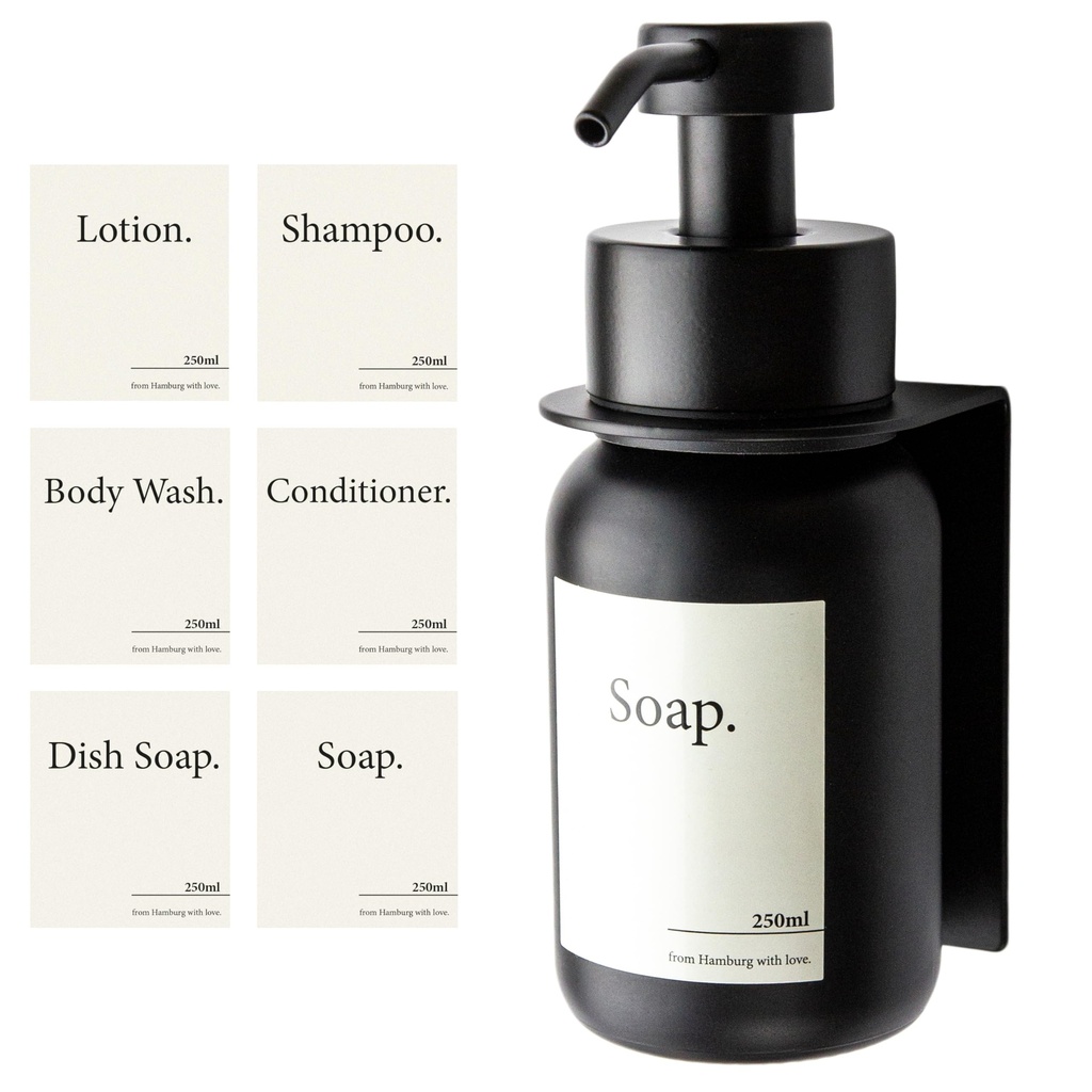 Designfactory Hamburg Glass Soap Dispenser | Wall mounted Soap Dispenser for Kitchen and Ba