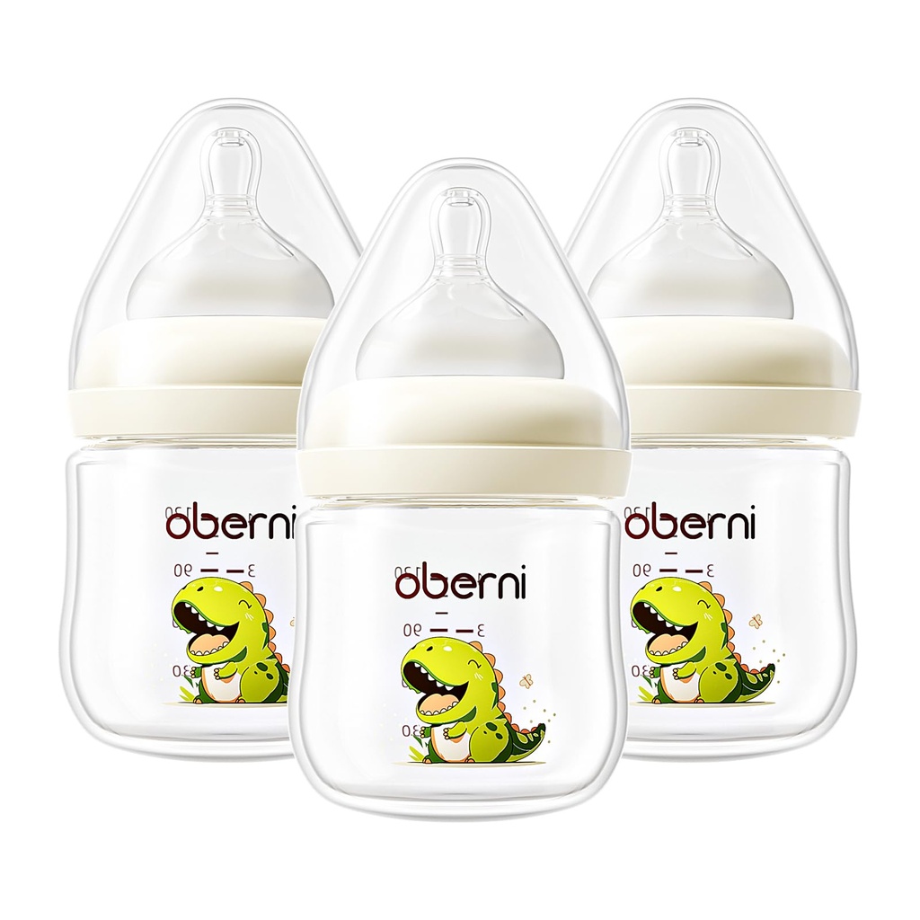 Oberni Baby Bottles with Size S Slow Flow Breast-Like Soft Teat for 0M+, Newborn Feeding Bo