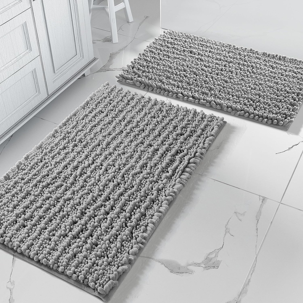 Yimobra Bath Mat Sets 2 Piece, Luxury Chenille Shaggy Bath Carpet, Soft & Thick, Absorbent