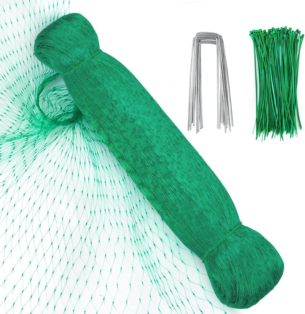 4M?Ã¹10M Bird Netting for Garden, Green Garden Netting Mesh with 50 Cable Ties & 10 Nails, P