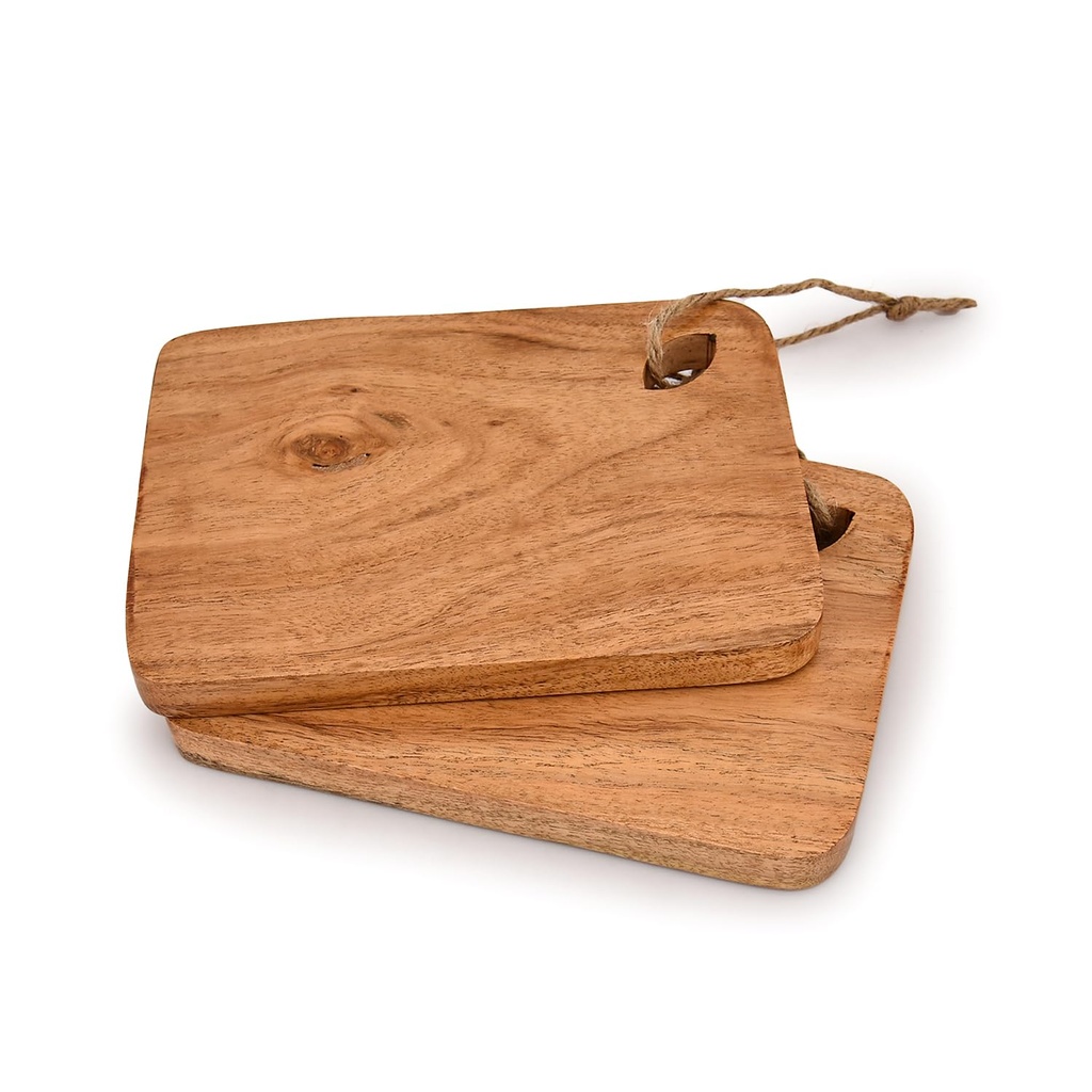 Indus Lifespace Cutting Board Acacia Wood Set of 2 with Hanging Hole Wooden Chopping Boards