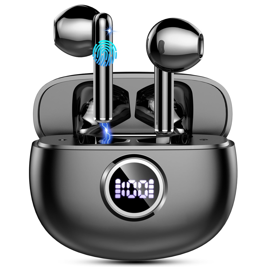 Wireless Earbuds, Bluetooth 5.3 Headphones in Ear 2025 Wireless Headphones with 4 ENC Mics