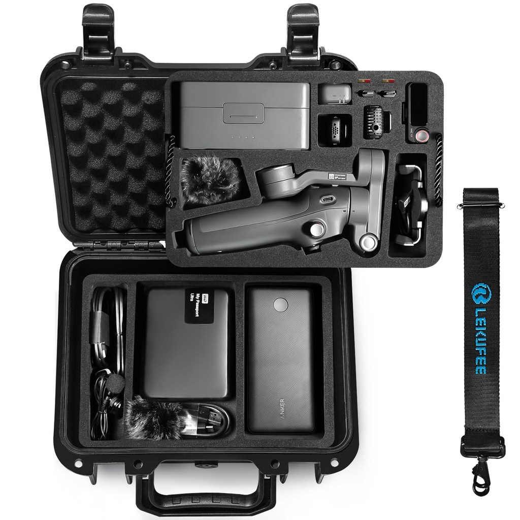 LEKUFEE Portable Waterproof Hard Case for DJI Osmo Mobile 8, Osmo Mobile 7P / 7, Gimbal Sta