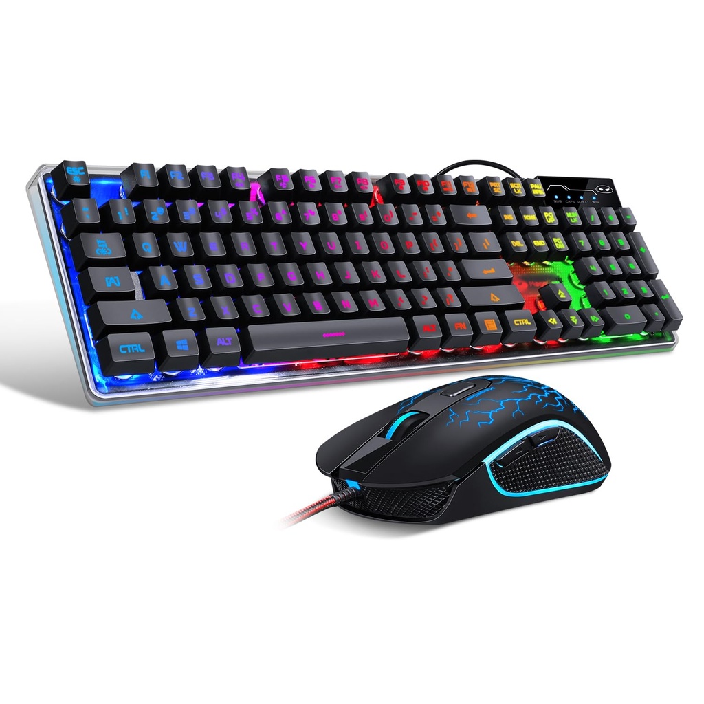 Gaming Keyboard and Mouse Combo, MageGee K1 RGB LED Backlit Keyboard with 104 Key Computer G