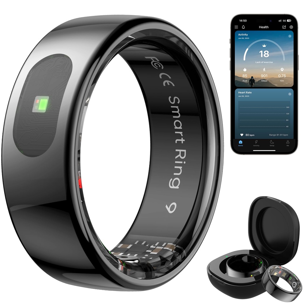 Weyrinice Smart Ring for Women & Men - Touch Control Health Tracker with Skin Temperature M