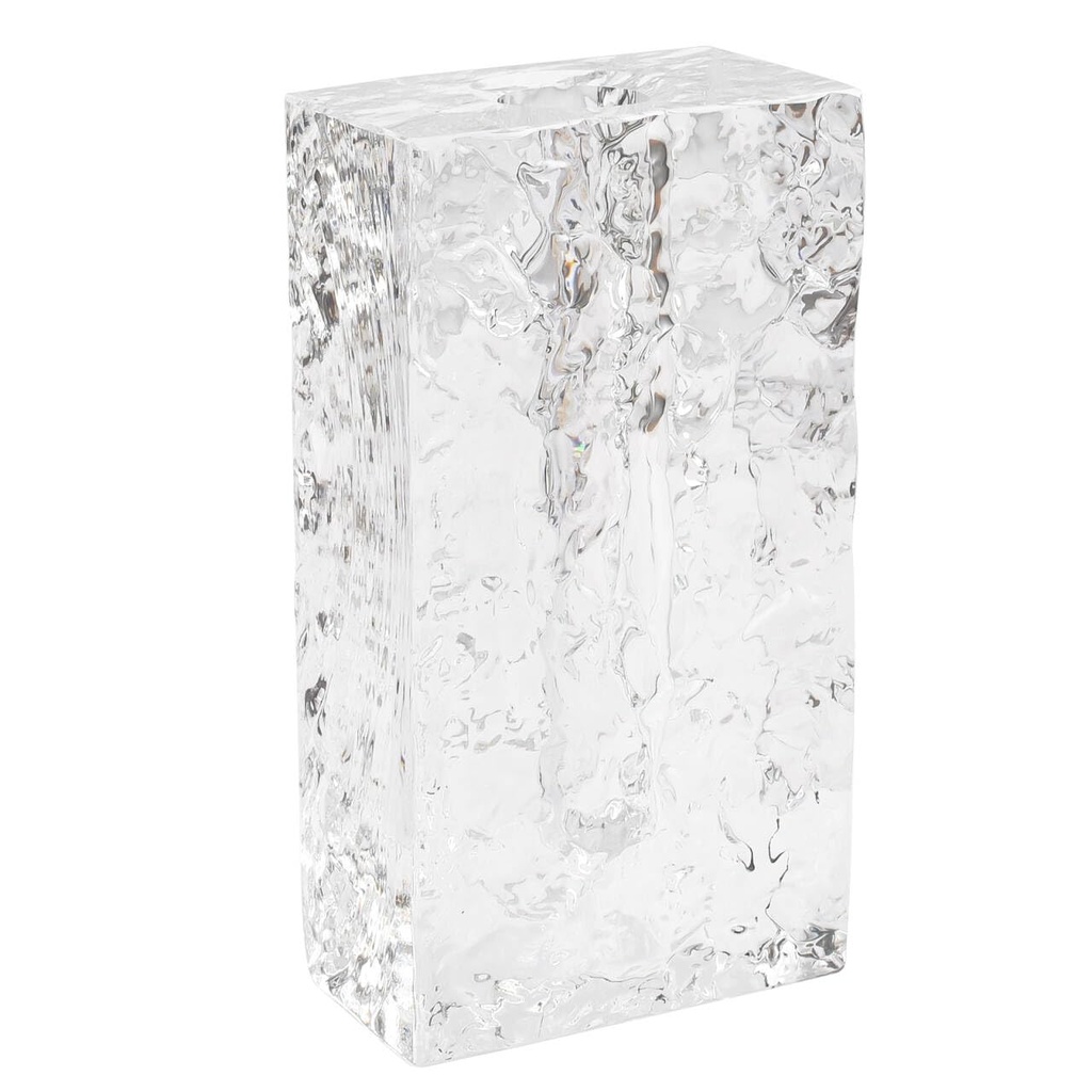 Luxury Crystal Glass Vase with Glacial Ice & Wave Texture, Handcrafted Modern Flower Vase f