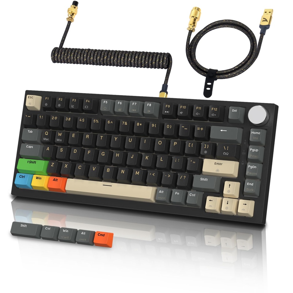 ATTACK SHARK K85 Rapid Trigger Mechanical Keyboard with Coiled Cable, Magnetic Switch, Adjus