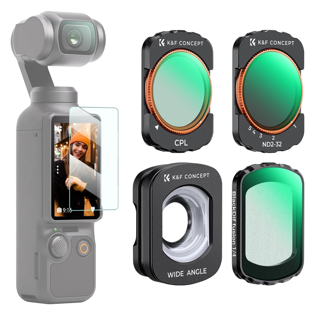 K&F CONCEPT FD161 Filters Kit Compatible with DJI Osmo Pocket 4 & 3, 4-Pack Filters - Magnet