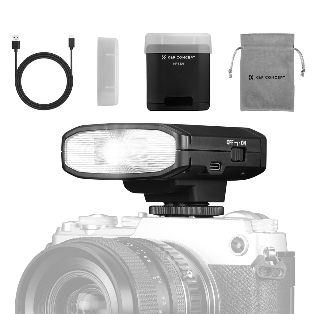 K&F CONCEPT Camera Flash Light, Camera Speedlite GN12/5600K, Built-in 2000mAh Battery for Ca