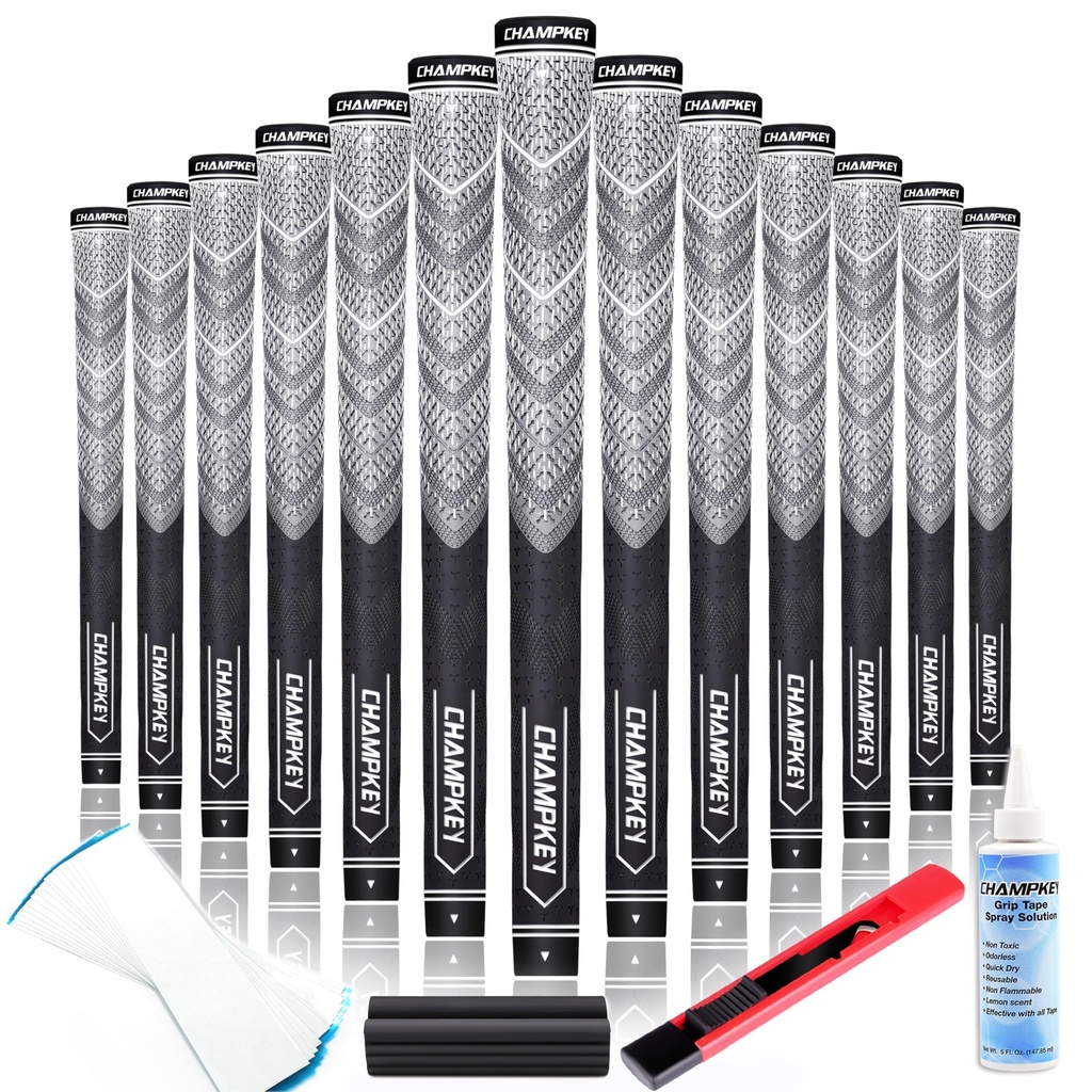 CHAMPKEY Advanced Hybrid Golf Grips 13 Pack with Full Repair Kits - All Weather Performance