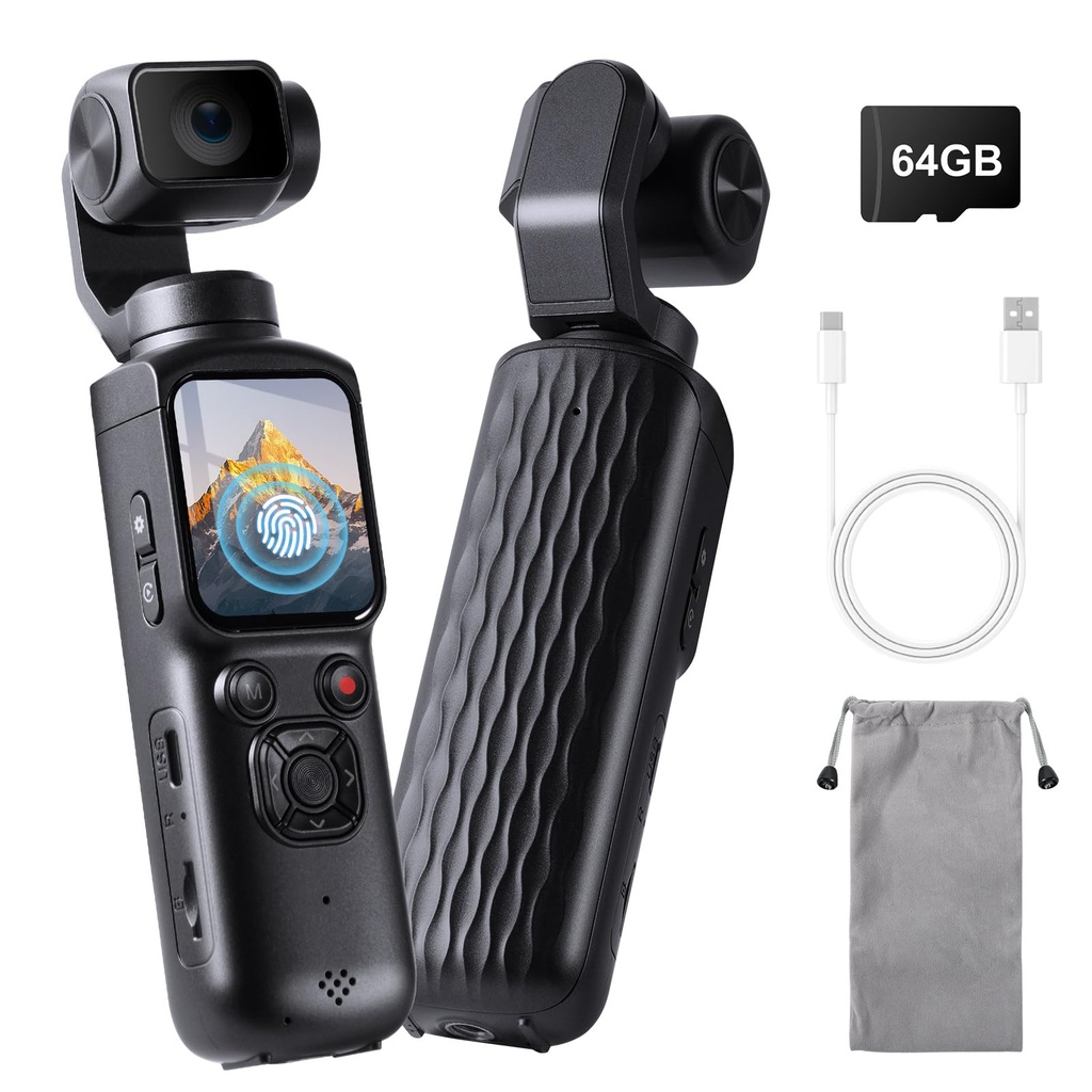 SOPPY 4K Vlogging Body Camera, 330Ã‚Â° Auto Rotation Action Camera, 1.72" Touchscreen, 4H Ba
