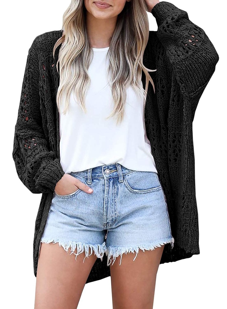 Cicy Bell Women's Crochet Knitted Cardigan Kimono Boho Long Sleeve Lightweight Soft Oversiz