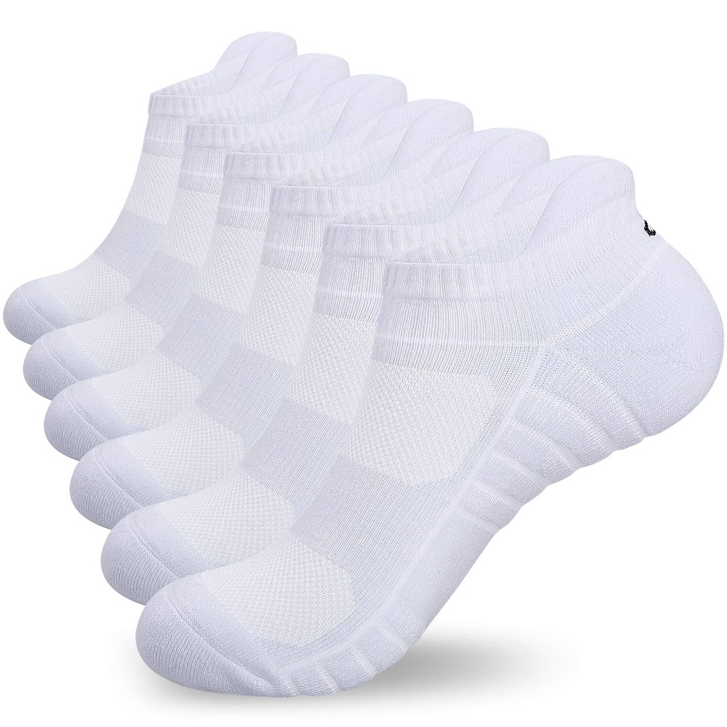 Benirap Trainer Socks Men Women, 6 Pairs Anti Blister Ankle Socks Cushioned Running Socks B