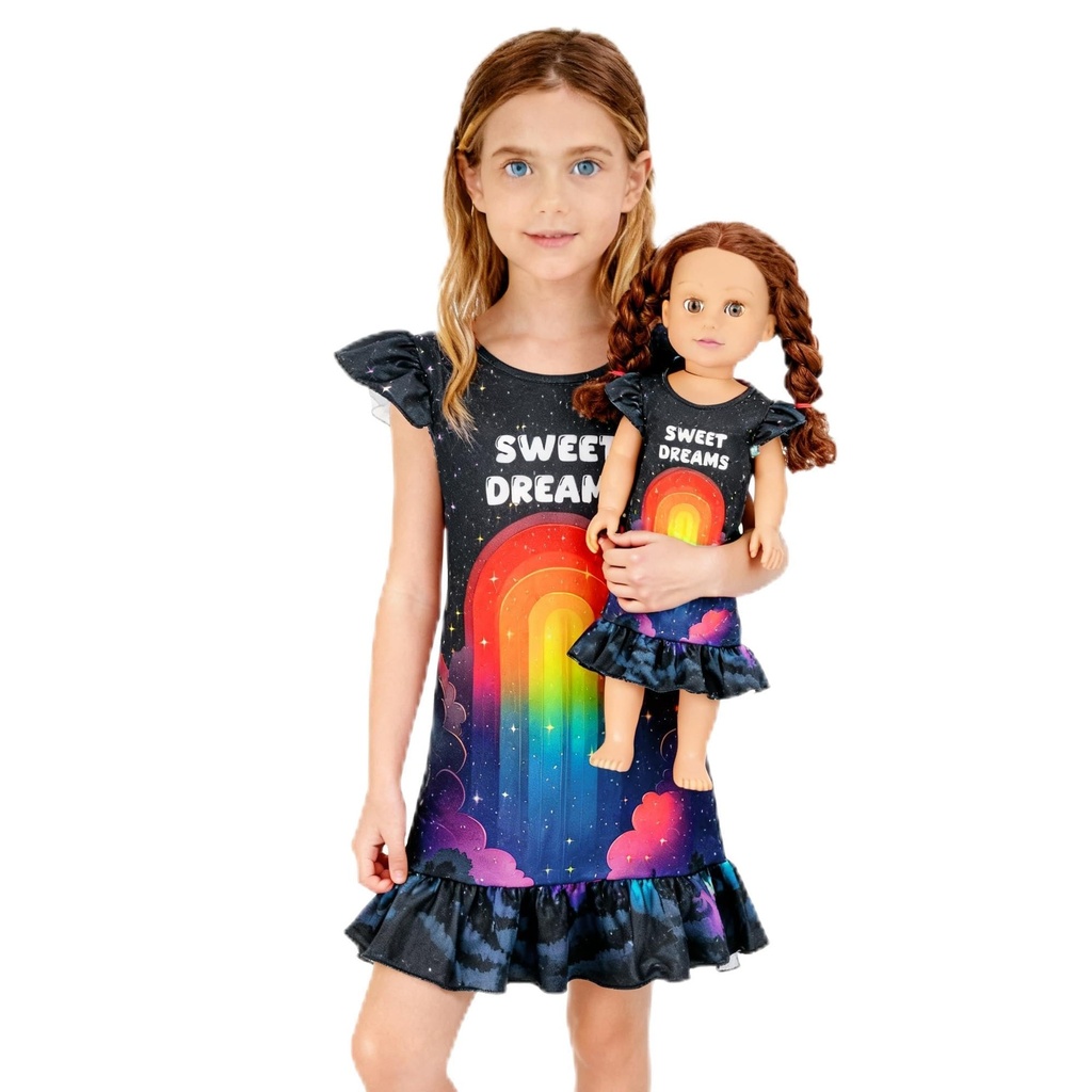 GRPSKCOS Girls Nightdress Girls' Nighties Doll & Girl Matching Butterfly Nightie Mermaid Ni