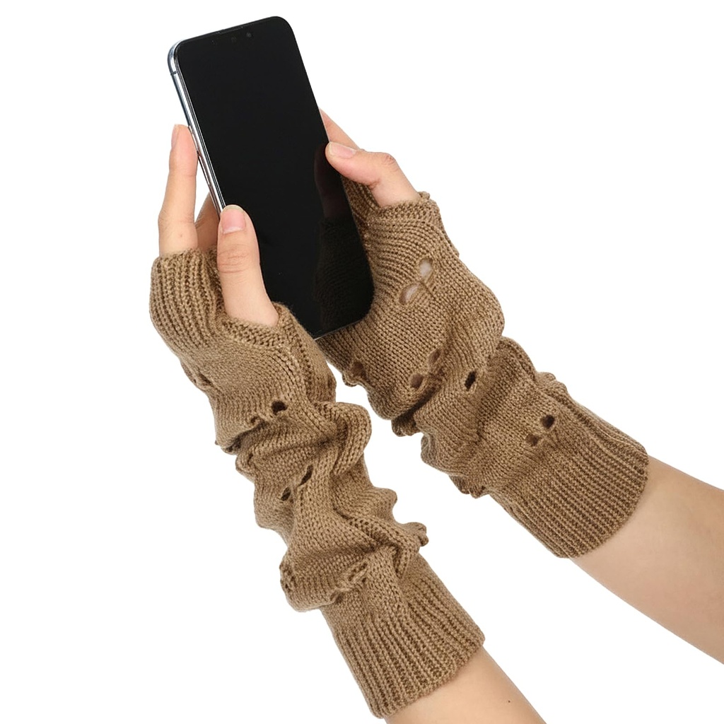 Andibro Y2K Arm Warmers, Goth Punk Style Arm Warmers Knitted Fingerless Gloves Thumb Hole G