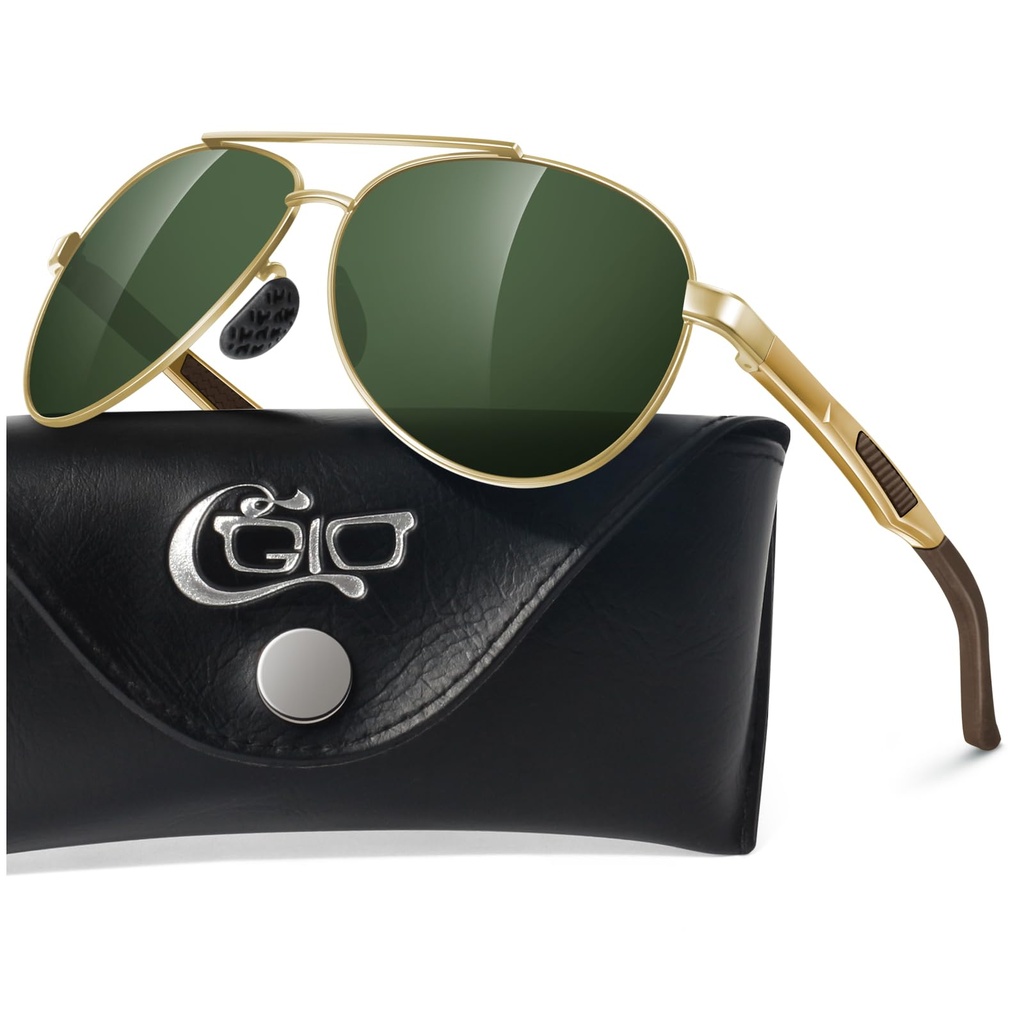 CGID Sunglasses Mens Polarised Premium Al-Mg Alloy Pilot UV400, Flexible Spring Hinges Sun