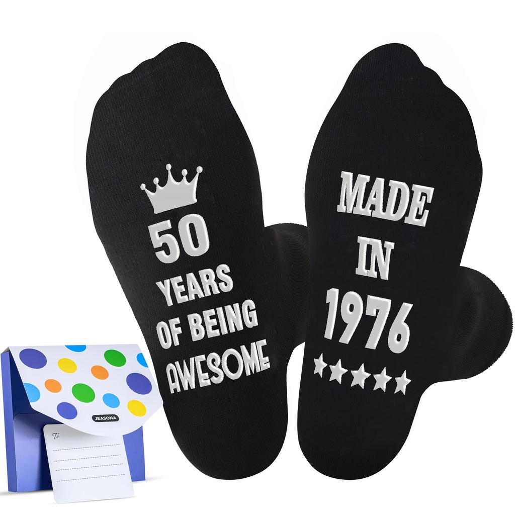 Jeasona 50th Birthday Gifts Men 1976 Socks 1976 Birthday Gifts for Men Funny Present for Da