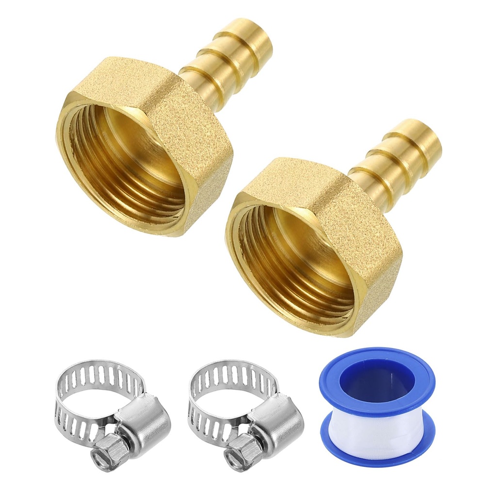 sourcing map 2Pcs Brass Hose Barb Fittings, 3/8" Barb x G3/4" Female Thread Hose Connector