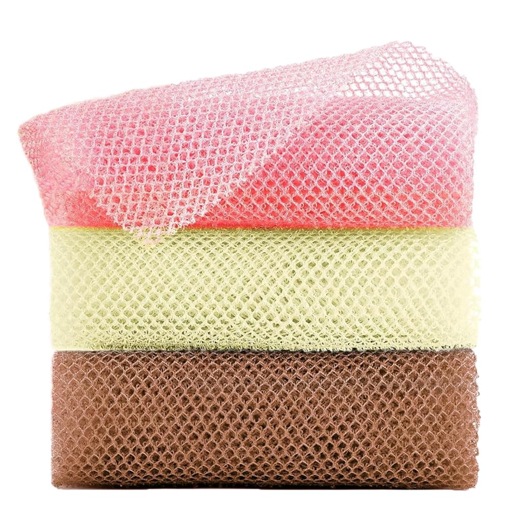 3 Pcs African Net Sponge - African Exfoliating Sponge, Long Bath Net, Deep Cleaning Mesh Ba