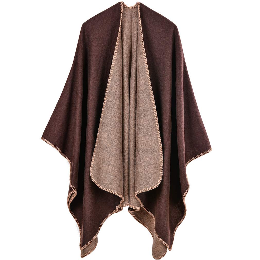 Lifetooler Shawls for Women Elegant Knitted Poncho Cape Open Front Cardigan Reversible Over