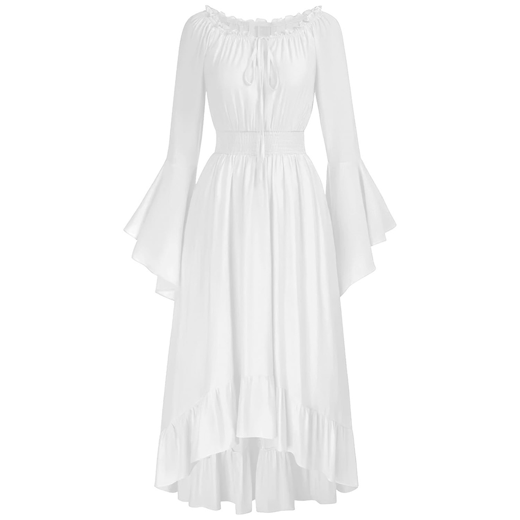 Gothden Renaissance Dress Women Medieval Costume Victorian Dresses Peasant Gothic Dress Whi