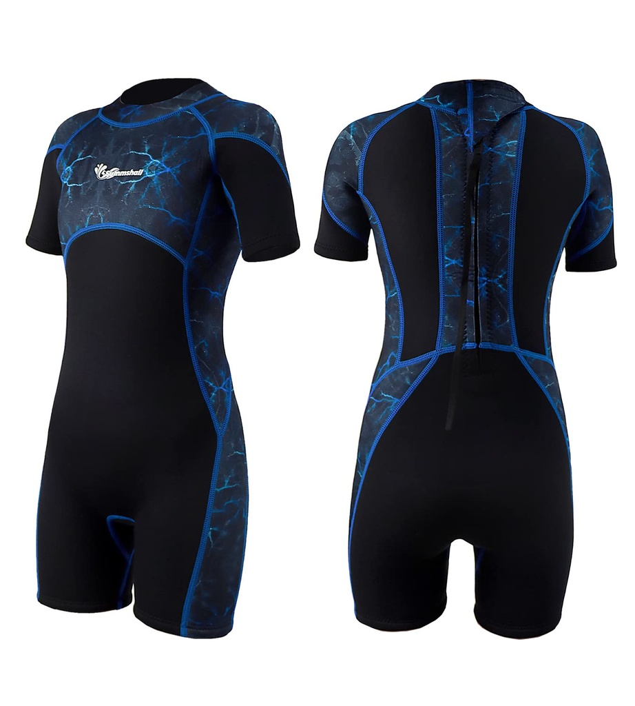 Kids Wetsuit 2.5mm Shorty One Piece Diving Suits UV Protection Back Zip Swimsuits for Boys