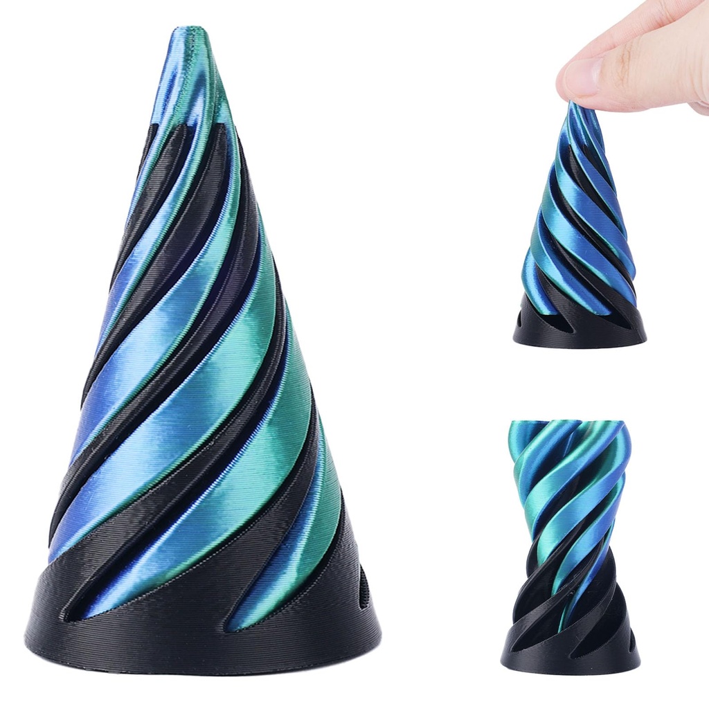 Spiral Cone Fidget Toy, 3D Printed Cone Impossible Pyramid Passthrough Sculpture Helix Pass