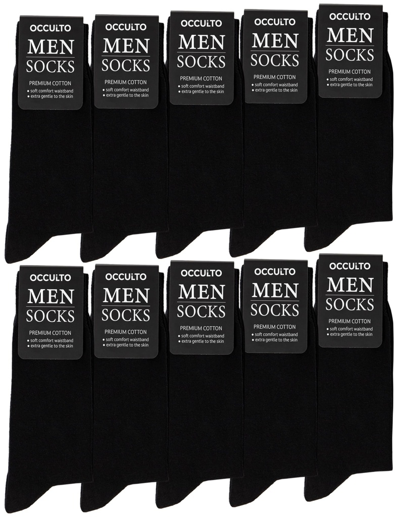 Occulto Men Black Socks Pack of 10-30 (Model: Hermann) 10 | Black 12-14