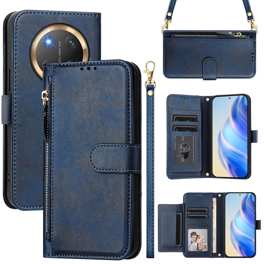 MOJIA Case for Honor Magic7 Lite (Magic 7 Lite), PU Leather Wallet Case Flip Phone Cover wi