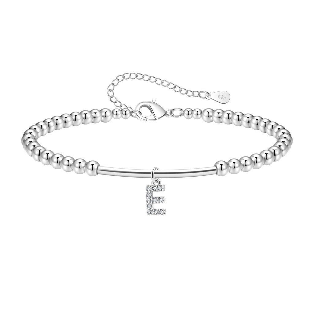 Hcvone Silver Bracelet For Women Girls 925 Silver Initial Letter Bracelets With Cubic Zirco