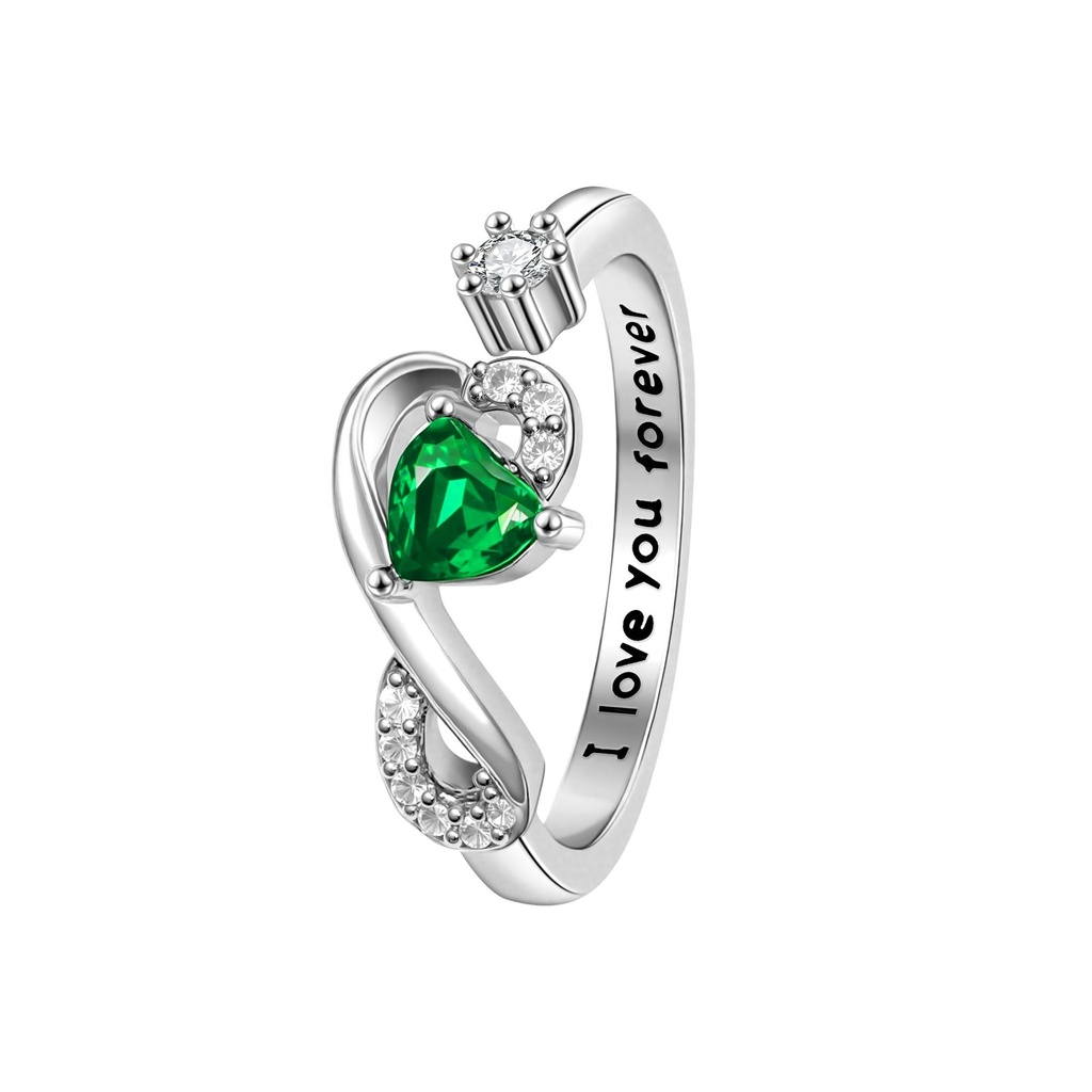 Birthday Gifts For Women Girls Adjustable Birthstone Cubic Zirconia Ring Birthstone Jewelle