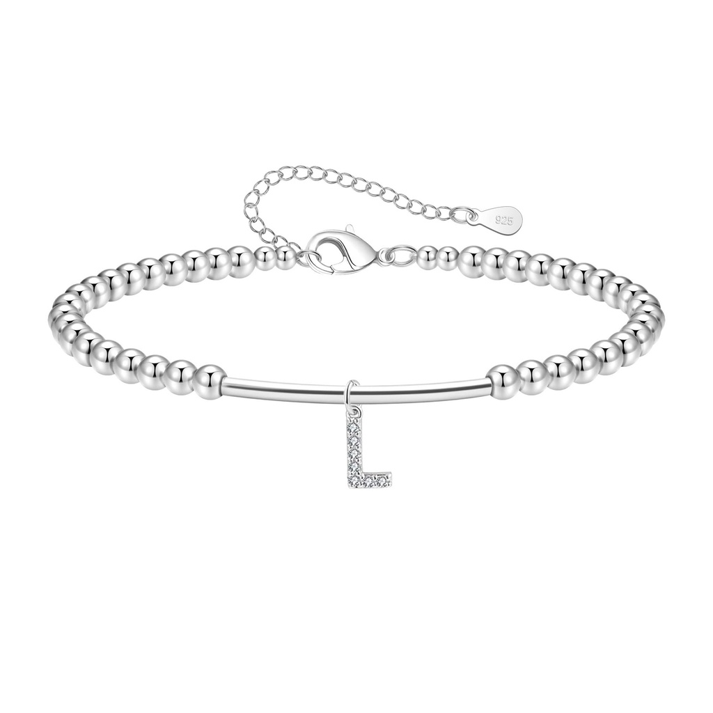 Hcvone Silver Bracelet For Women Girls 925 Silver Initial Letter Bracelets With Cubic Zirco