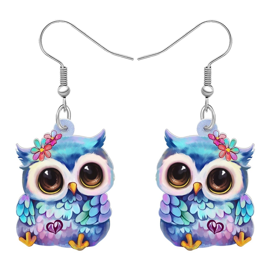 WEVENI Cute Acrylic Owl Earrings Dangle Cartoon Owl Jewelry for Women Girls Owl Lovers Gift