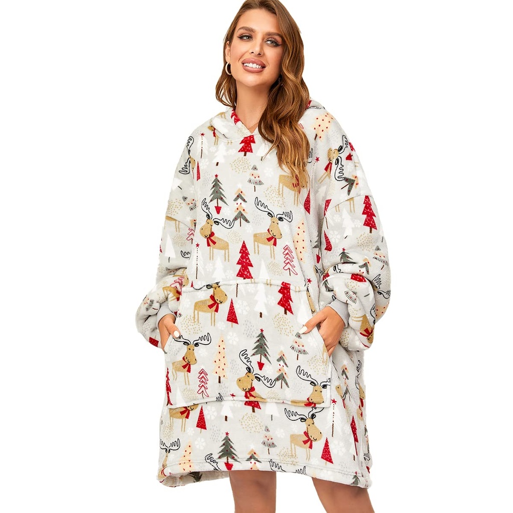 RONGTAI Oversized Adult Hoodie Blanket Wearable Throw Giant Pockets Sleeves Comfortable Ult