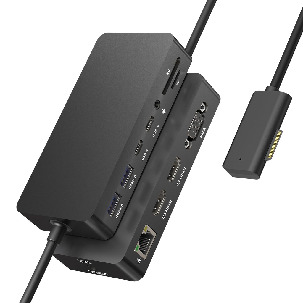 Microsoft Surface Docking Station with Triple Displays Dual HDMI+VGA, 12 in 1 Surface Dock f