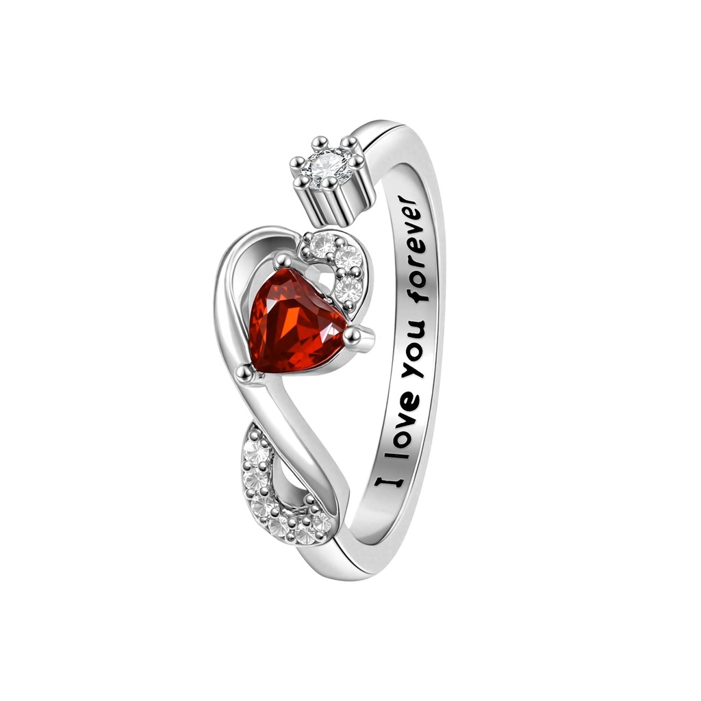Birthday Gifts For Women Girls Adjustable Birthstone Cubic Zirconia Ring Birthstone Jewelle