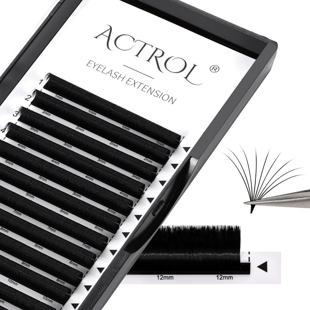 ACTROL Easy Fan Lashes Eyelash Extensions 0.07 D 70?? Curl 9mm Mixed Tray Mink Volume Prema