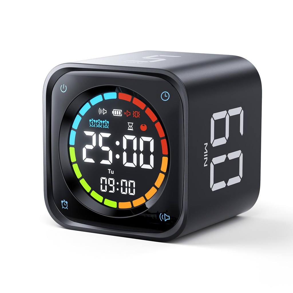 Ticktime TK3 Pomodoro Timer Cube, Desk Productivity Timer with 5/10/30/60 Min Presets, Cust