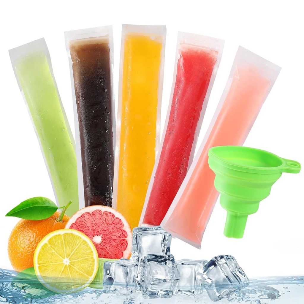 50 Pcs Ice Popsicle Moulds Bags Healthy Homemade Snack Ice Lolly Bags BPA Free Ice Pop Pouc