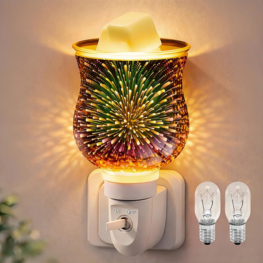 JOYOLO Plug In Wax Melt Burners Electric Oil Burner Wall, 3D Glass Wax Warmer With Spare Bul