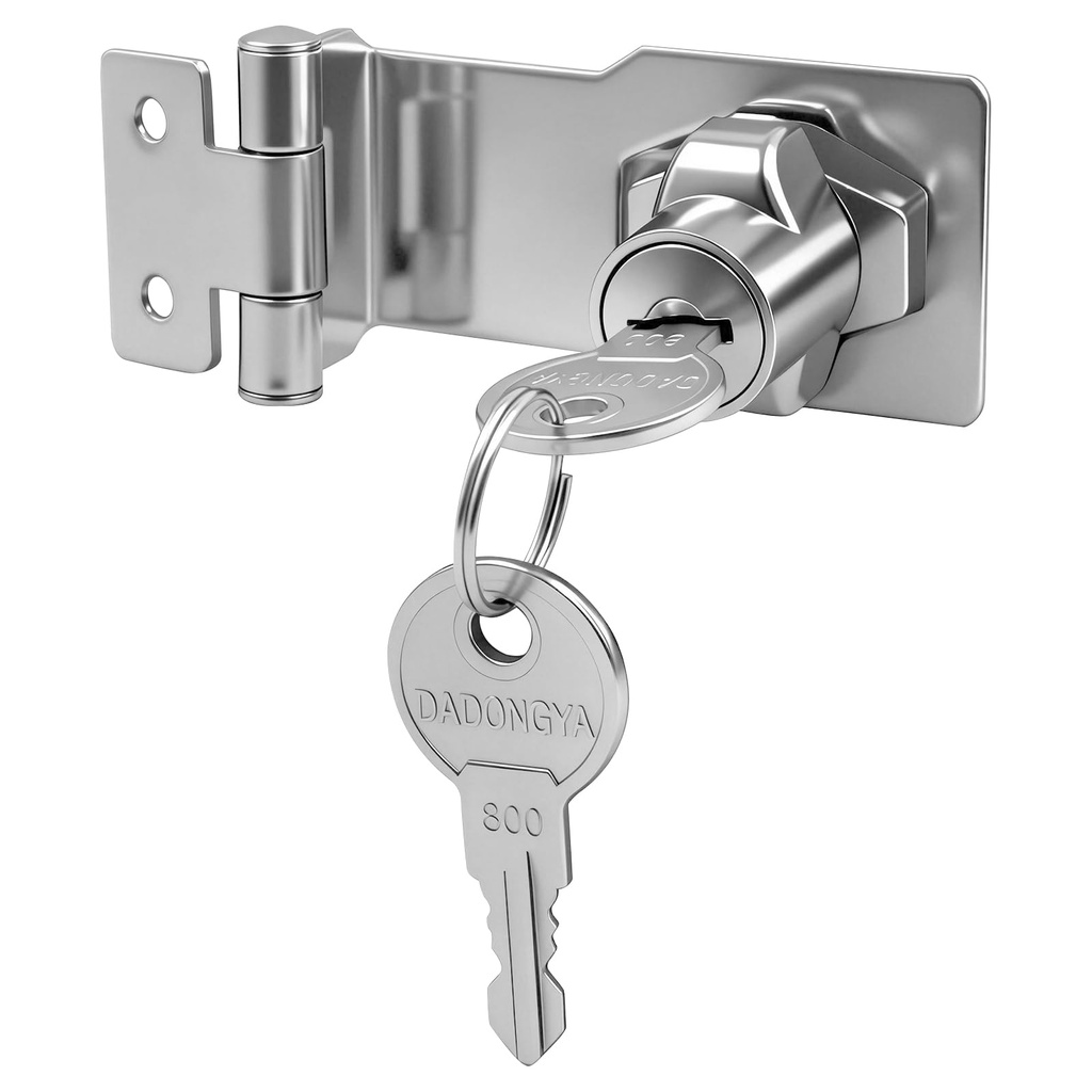 Mritrit 3 Inch Keyed Hasp Lock with Keys, 90?? Twist Knob Security Door Latch, Heavy Duty Z