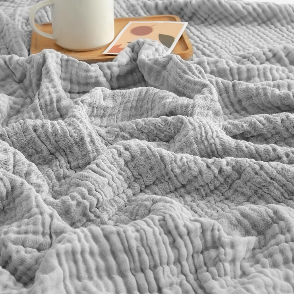 EMME Cotton Throw Blanket for Couch Soft Muslin Blankets 274x230cm Lightweight Breathable 