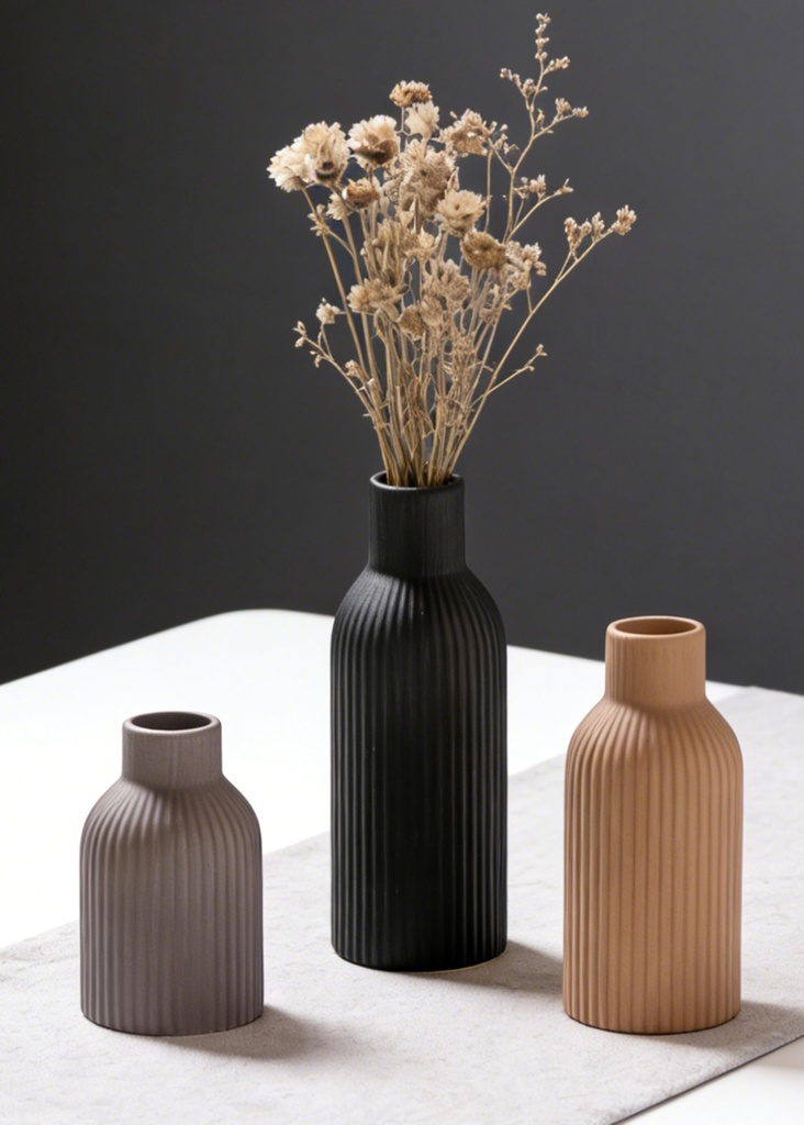 VASETOPIA Ceramic Vase Set of 3, Flower Vases for Spring Room Decor, Kitchen Farmhouse