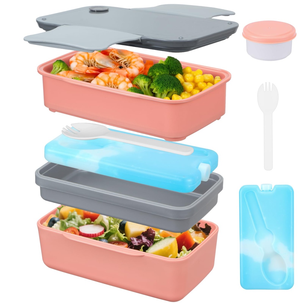 Globright Bento Lunch Box for Kids,5 Stackable Containers for Adults, Leak-Proof Built-in U