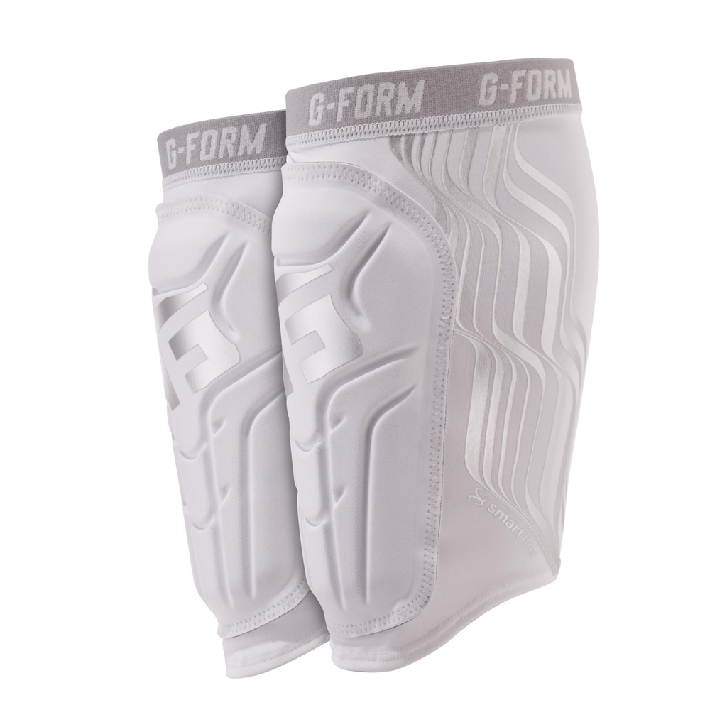 G-Form V2 Soccer Shin Guards, White/Platinum, Adult Medium